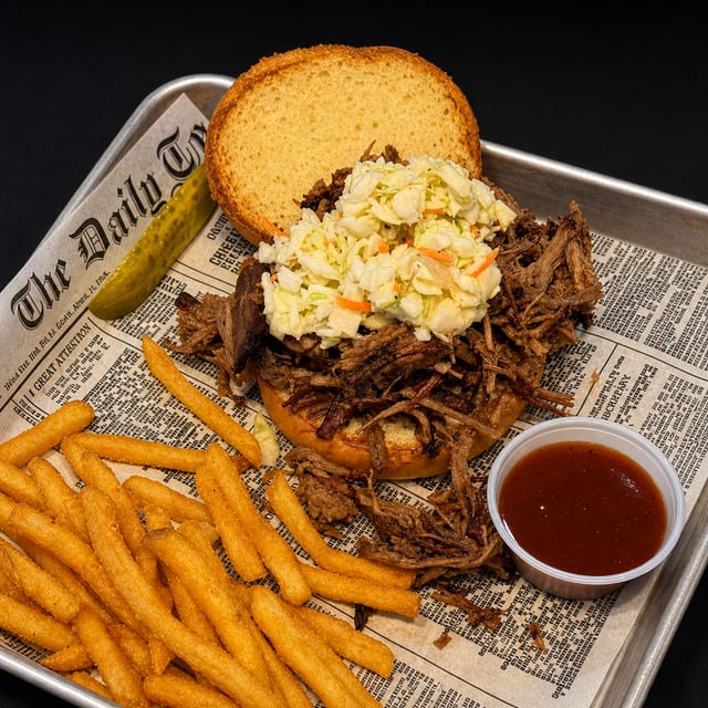 Hickory- Cherry Smoked Brisket Sandwich.