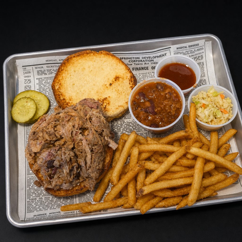 Apple/Hickory Smoked Pulled Pork Sandwich.