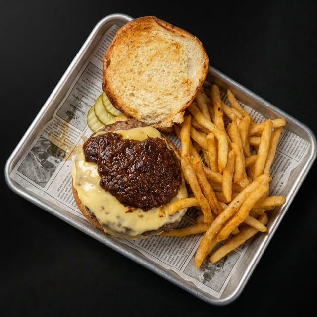 Bourbon, Bacon Jam Smash Burger.